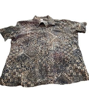 Anna and frank 100% silk button down short sleeve blouse size XL